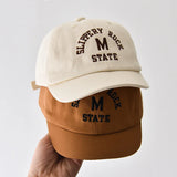 Korean Letter Embroidered Baby Cap Summer Toddler Boys Girls Cotton Baseball Caps Solid Color Kids Adjustable Peaked Hat