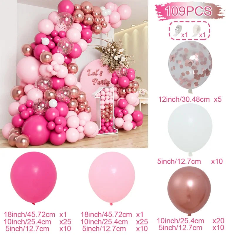 Pink Macaron Balloon Garland Arch Kit Wedding Birthday Party Decor Kids Baby Shower Latex Ballon Chain Wedding Party Baloon