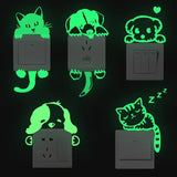 Stars Sticker Cat Sticker Glow in the Dark Luminous Decoration Cartoon Moon Fairy Kid Room Fluorescent Switch Sticker Home Decor