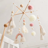 Baby Wooden Boho Rainbow Bed Bell Rattles Toys Hanging Pendant Newborn Toys Mobile Crib Bracket Montessori Toys Baby Birth Gift