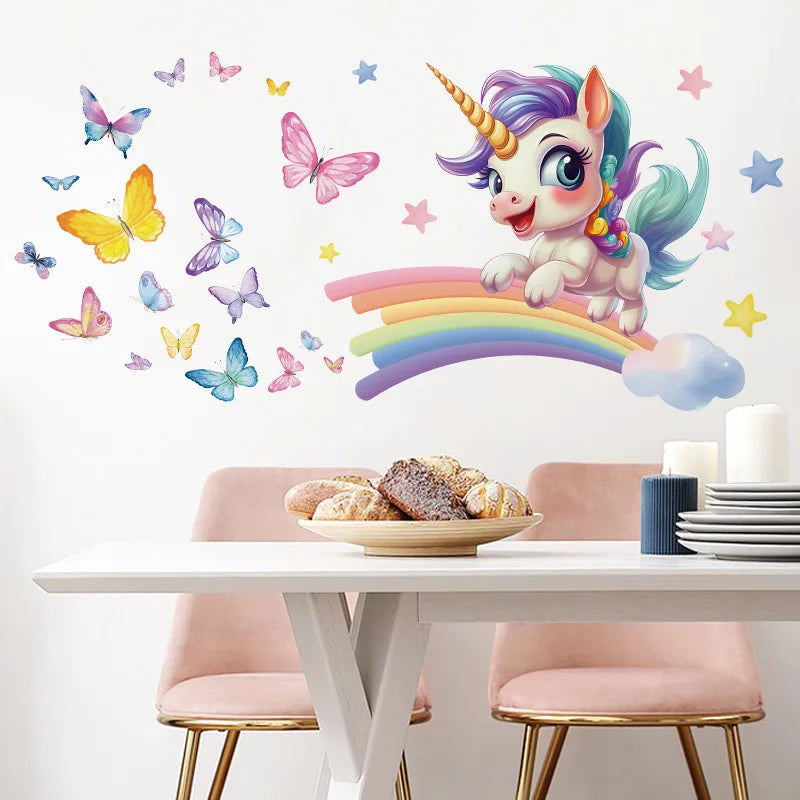 Unicorn Vinyl Child Wall Sticker For Baby Room Decoration Bedroom Accessories Furniture Sticker Adhesive Wallpaper Wall Decor