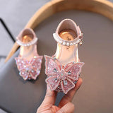 Summer Girls Sandals Fashion Sequins Rhinestone Bow Girls Princess Shoes Baby Girl Shoes Flat Heel Sandals Size 21-35