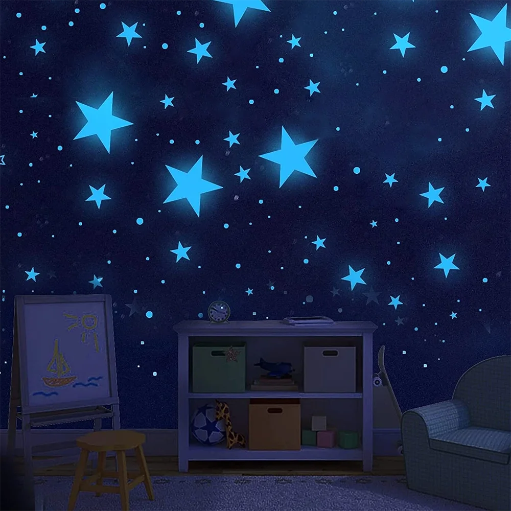 100/50/3pcs Glow in The Dark 3D Stars Moon Wall Stickers Luminous Stickers Kids Baby Room Bedroom Ceiling Home Decor Glow Star