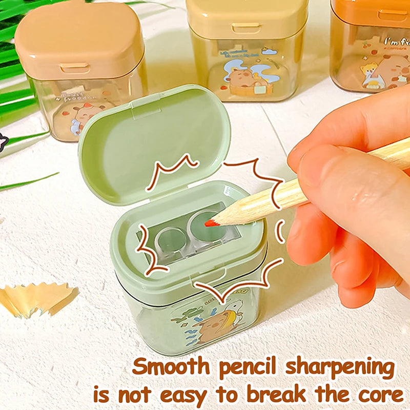Kawaii Portable Capybara Pencil Sharpener Creative Cartoon Pencil Sharpener Office School Supplies Student Stationery Gifts