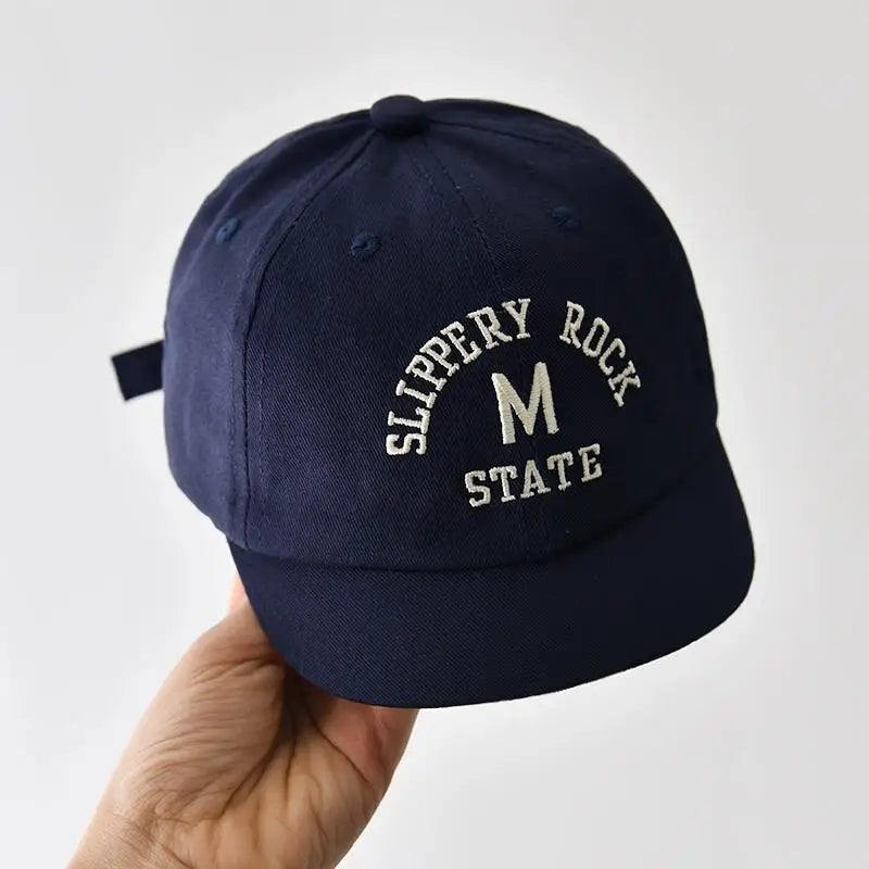 Korean Letter Embroidered Baby Cap Summer Toddler Boys Girls Cotton Baseball Caps Solid Color Kids Adjustable Peaked Hat