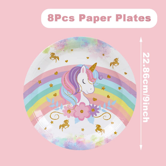 Rainbow Unicorn Disposable Tableware Happy 1st Birthday Party Decorations Kids Unicorn Theme Wedding Baby Shower Girls Supplies