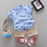Children's Summer Dinosaur Randomly Printed Shirt Short Sleeve Shorts Set
