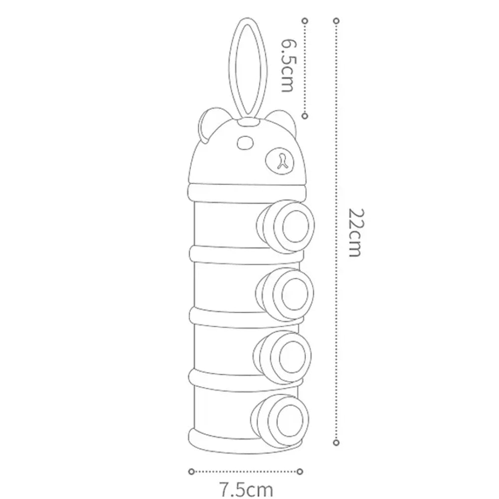 4Layer Bear Style Portable Milk Powder Box Multiple Openings Cereal Cartoon Infant Baby Food Storag Box Toddle Snack Container