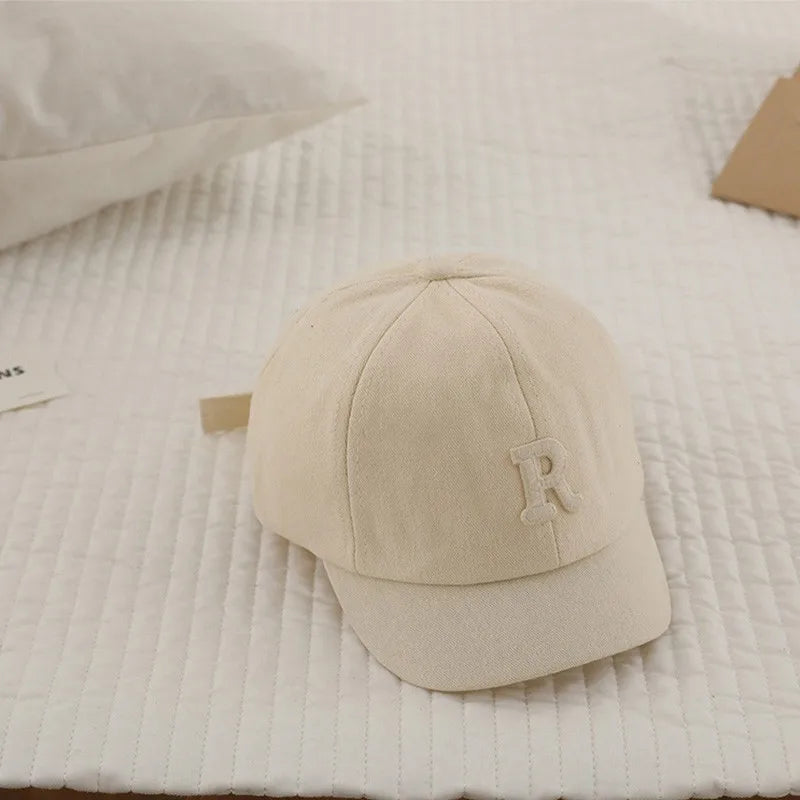 Korean Letter Embroidered Baby Cap Summer Toddler Boys Girls Cotton Baseball Caps Solid Color Kids Adjustable Peaked Hat
