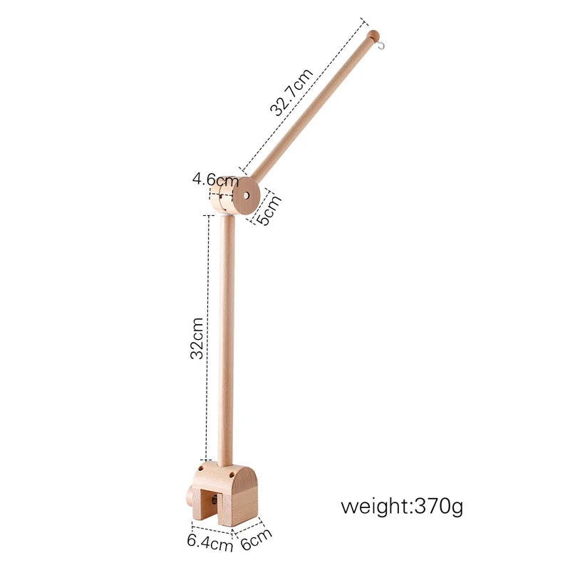 Baby Crib Bed Bell Musical Box Holder Arm Toy Foldable Imitation Wood Grain Infant Bed Decoration Toys Baby Bed Toys Educational