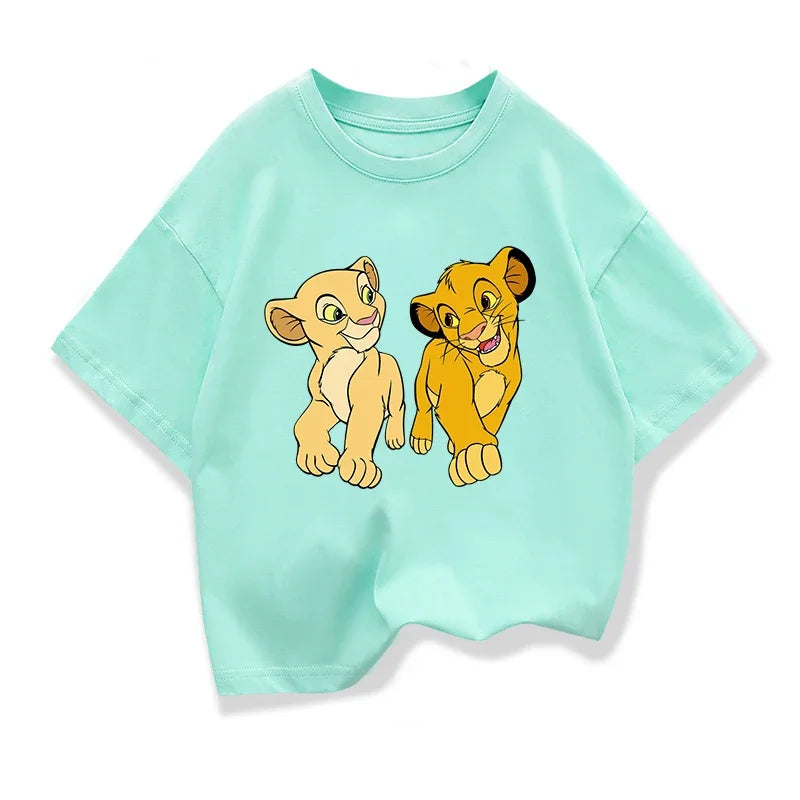 Potdemiel Summer The Lion King Simba T Shirt Kids Boys Clothes White Short Sleev T-shirts Children Clothing Baby Tops 2-12 Years