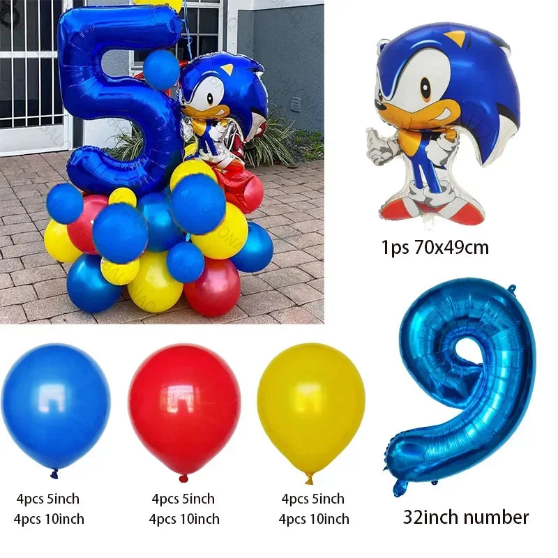 26pcs Blue Hedgehog Balloons Cartoon Sonic Balloon Baby Shower Kids Favors Birthday Party Decorations Kids Baby Shower Supplies