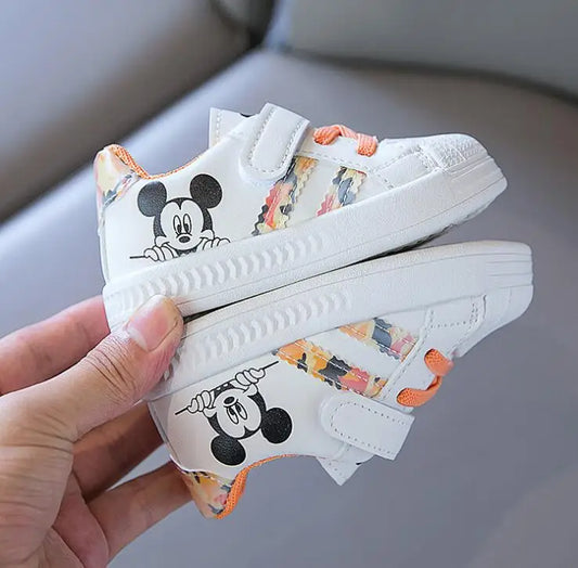 Disney White Casual Shoes For Baby Boy Girl Brand Children Sneaker Mickey Mouse Kids Sports Shoes Toddler Walking Shoes Size 25