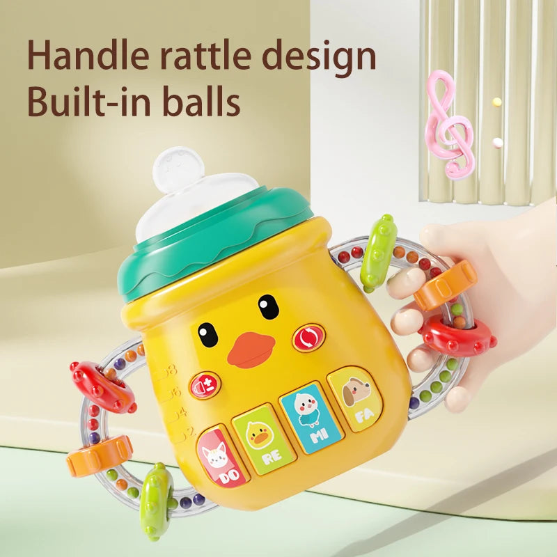 0-12M Baby Musical Feeding Bottle Pacifier Newborn Soft Teether Rattles Educational Toy Mobile Soothing Vocal Music Rattles Toys