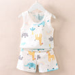 Children's Clothing Print Sleeveless Tops Shorts Cute Breathable Kids Summer Vest Shorts Set Tank Top for Baby Clothing Children