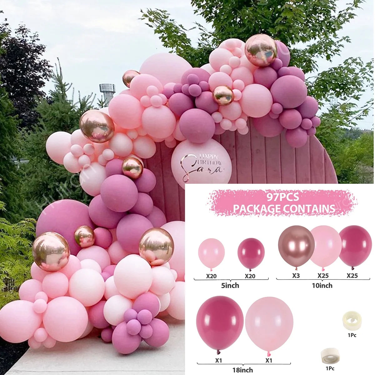 Pink Macaron Balloon Garland Arch Kit Wedding Birthday Party Decor Kids Baby Shower Latex Ballon Chain Wedding Party Baloon