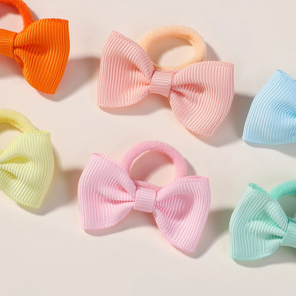 10Pcs/Set Mini Bows Elastic Hair Bands For Cute Girls Nylon Rubber Band Hair Rope Ponytail Holder Headwear Kids Hair Accessories