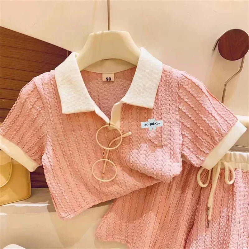 Baby Girls Clothes Set Kids Cute Sweet Casual Short Sleeve Top Pant Outfit Sets Summer Children Comforts Sportswear 2-10Years