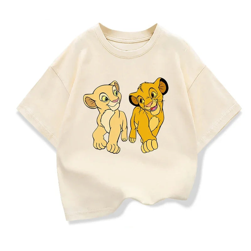 Potdemiel Summer The Lion King Simba T Shirt Kids Boys Clothes White Short Sleev T-shirts Children Clothing Baby Tops 2-12 Years