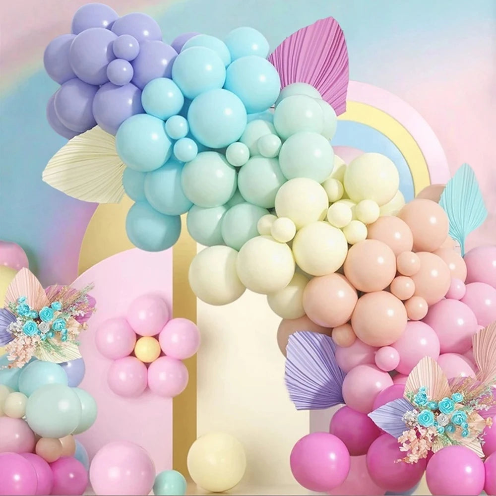 107pcs Macaroon Color Balloon Chain Balloon Arch Balloon Set, Birthday Festival Wedding Party Decoration Supplies Holiday Annive