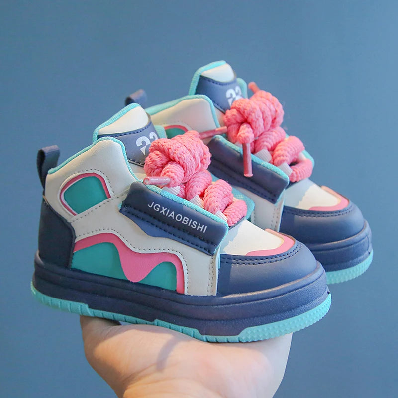 Children's Spring Autumn New Sports Shoes Boy's Casual Trend Board Shoes High Top Girl's Fashion Dopamine Running Shoes Sneakers