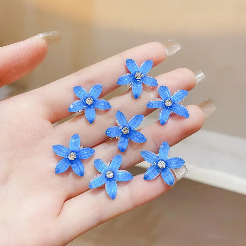 10PCS/Set Hair Clip Braided Hair Small Flower Hair Buttons Hairpin Girl Cute Headdress Girl Mini Hair Claw Hair Accessories