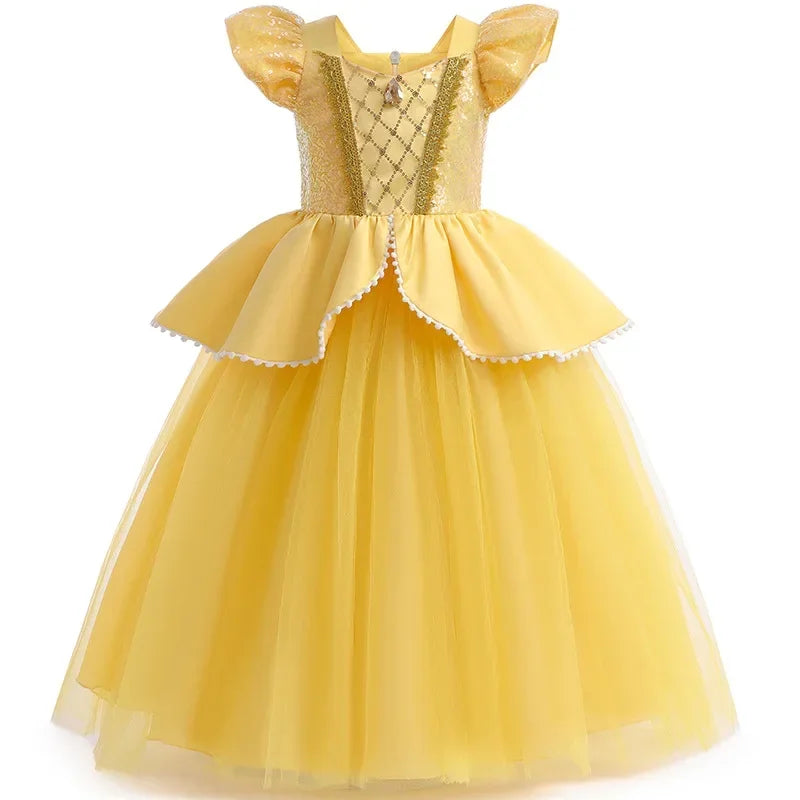 Cinderella Belle Costume for Girls Halloween Disguise Cosplay Rapunzel Princess Dress Baby Christmas Birthday Party Kids Clothes