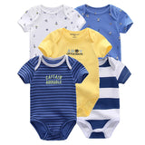 Kiddiezoom 5 Pcs/Lot Four Seasons Fashion Cartoon Short Sleeve Baby Boy Girl Bodysuits Soft 100%Cotton NewbornOnesies