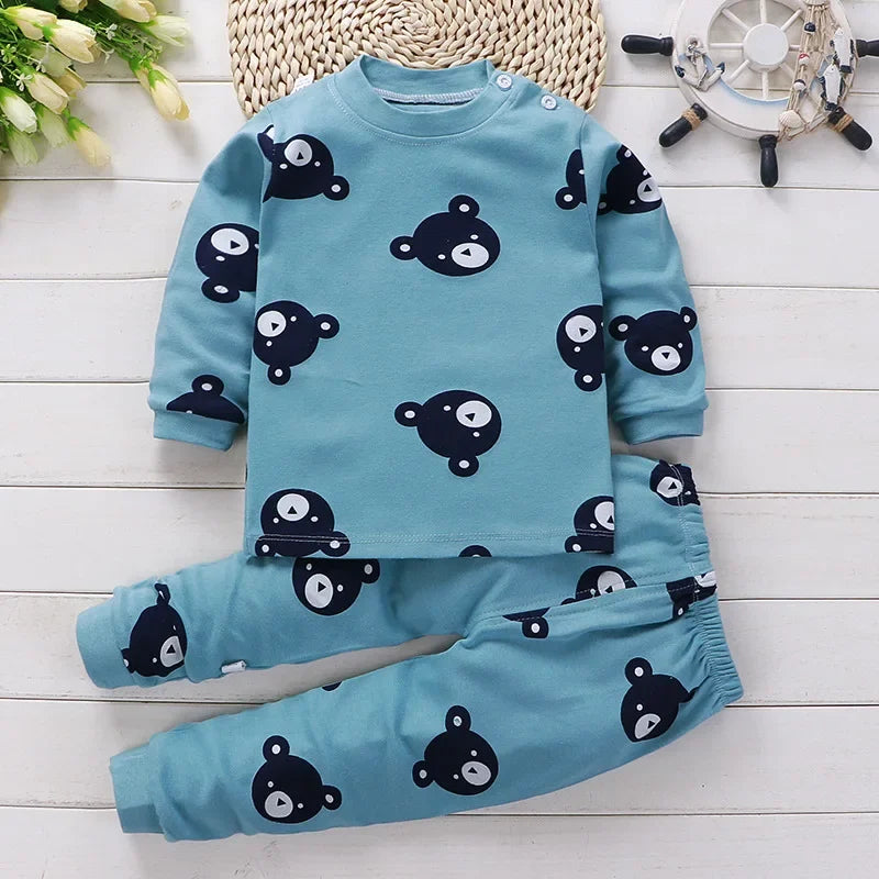 Kids Clothes Children Sets Children's Clothing Boys Girls CottonAutumn winter Clothing Pants Sleepwear Underwear Christmas Gift