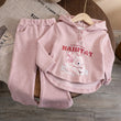 Children's top and bottom clothes set 2pcs Spring and Autumn Hooded Sweatshirt + Wide Leg Pants Simple Design Printed Outerwear