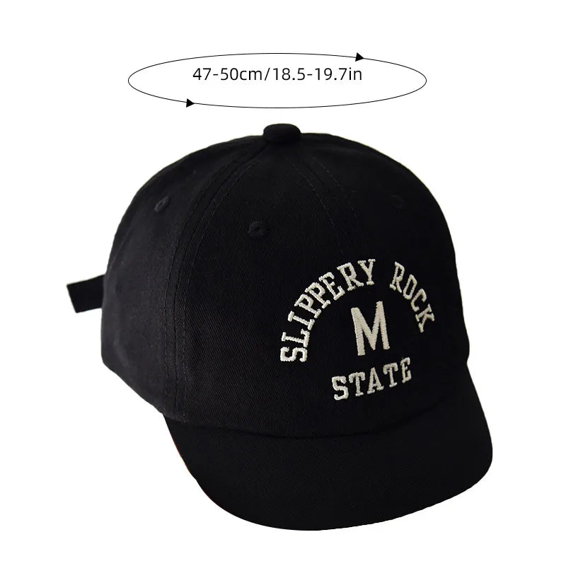 Korean Letter Embroidered Baby Cap Summer Toddler Boys Girls Cotton Baseball Caps Solid Color Kids Adjustable Peaked Hat