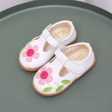 Children Leather Shoes Sweet Chic Princess Shoes for Girls Walking Causal Hollow-out Kids Fashion Flat Shoes Non-slip Hook Loop