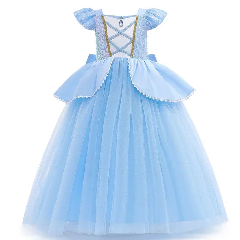 Cinderella Belle Costume for Girls Halloween Disguise Cosplay Rapunzel Princess Dress Baby Christmas Birthday Party Kids Clothes