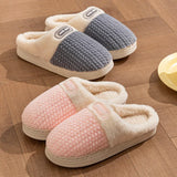 Winter Home Cotton Slippers Thick Sole Simple Design Fashion Style Keep Warm Indoor Antislip Shoes