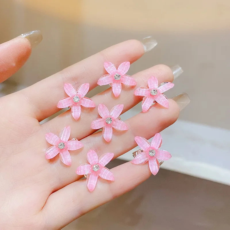 10PCS/Set Hair Clip Braided Hair Small Flower Hair Buttons Hairpin Girl Cute Headdress Girl Mini Hair Claw Hair Accessories