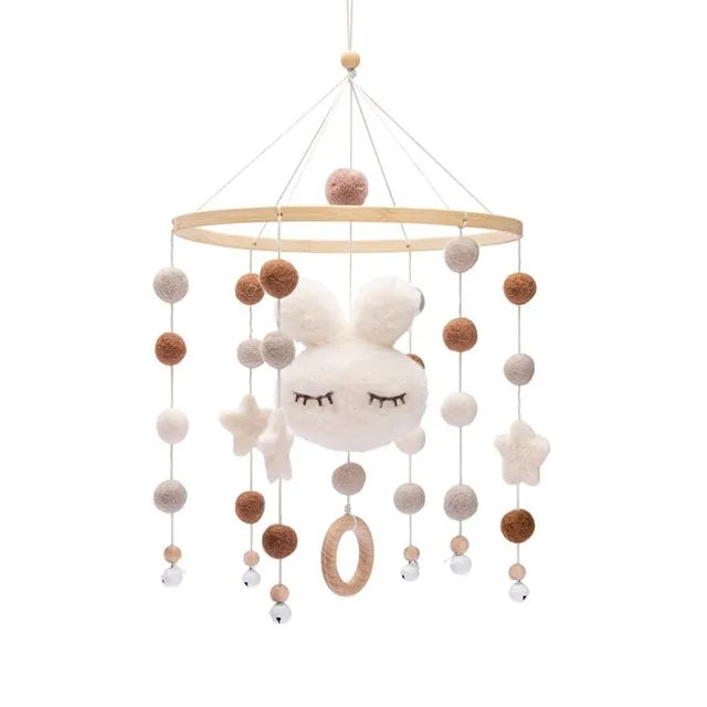 Baby Crib Bed Bell Musical Box Holder Arm Toy Foldable Imitation Wood Grain Infant Bed Decoration Toys Baby Bed Toys Educational