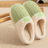 Winter Home Cotton Slippers Thick Sole Simple Design Fashion Style Keep Warm Indoor Antislip Shoes