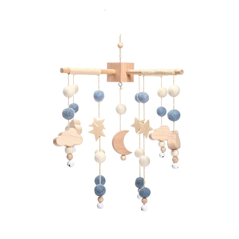 Baby Crib Bed Bell Musical Box Holder Arm Toy Foldable Imitation Wood Grain Infant Bed Decoration Toys Baby Bed Toys Educational