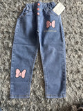 Kids Baby Girls Casual Clothes Jeans Pink Bow Trousers Toddler Infant Denim Clothing Pants Children Bottoms 1 2 3 4 5 6  Years