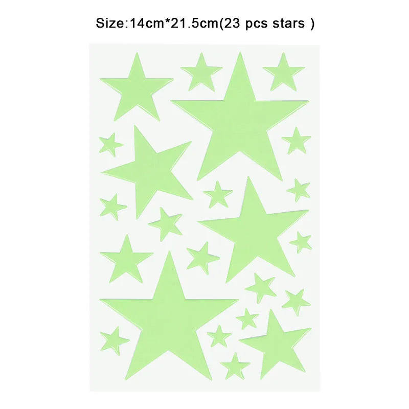 Luminous 3D Stars Dots Wall Sticker for Kids Room Bedroom Home Decoration Glow In The Dark Moon Decal Fluorescent DIY Stickers