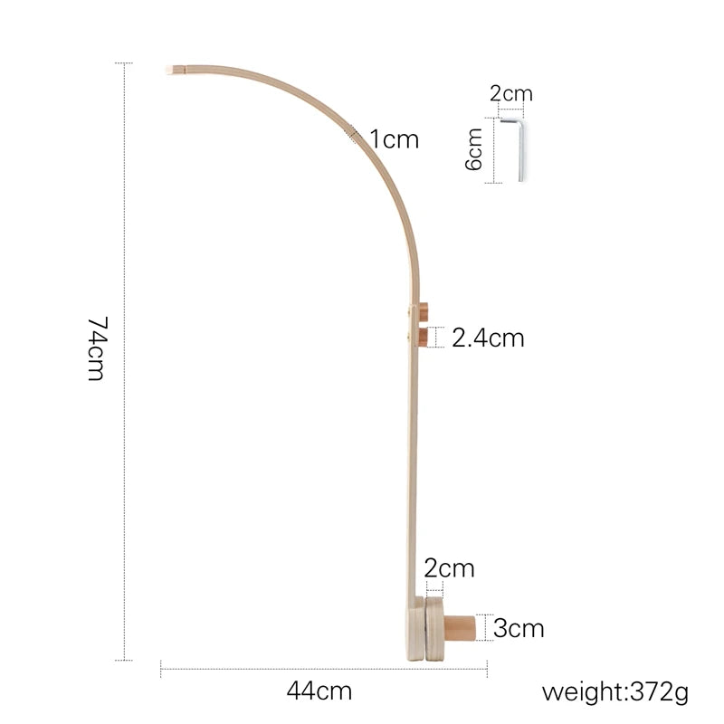 Baby Crib Bed Bell Musical Box Holder Arm Toy Foldable Imitation Wood Grain Infant Bed Decoration Toys Baby Bed Toys Educational