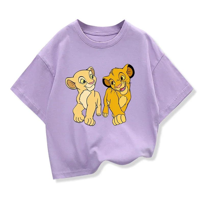 Potdemiel Summer The Lion King Simba T Shirt Kids Boys Clothes White Short Sleev T-shirts Children Clothing Baby Tops 2-12 Years