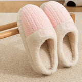 Winter Home Cotton Slippers Thick Sole Simple Design Fashion Style Keep Warm Indoor Antislip Shoes