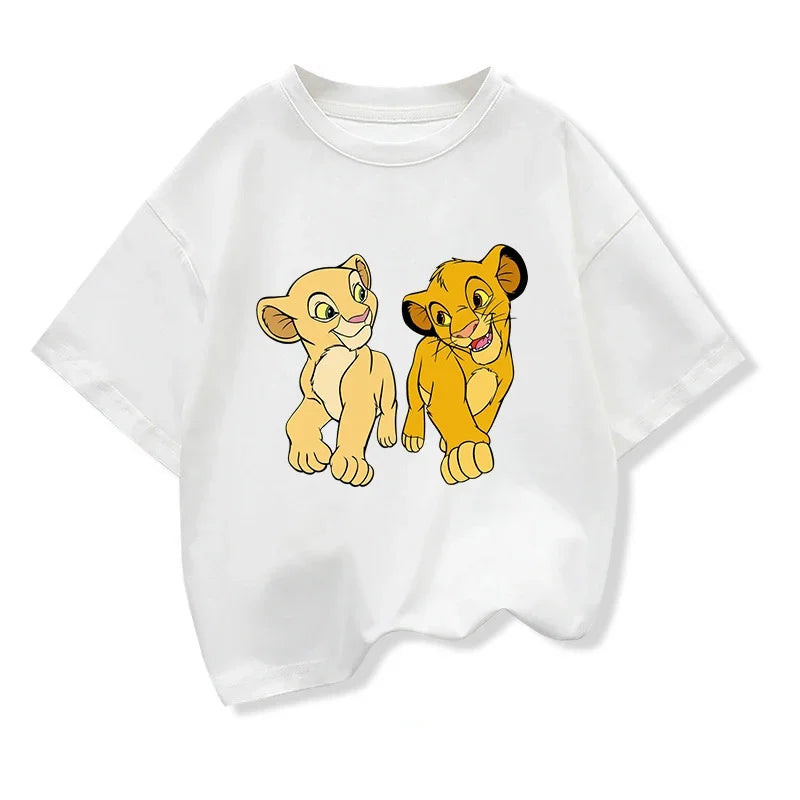 Potdemiel Summer The Lion King Simba T Shirt Kids Boys Clothes White Short Sleev T-shirts Children Clothing Baby Tops 2-12 Years