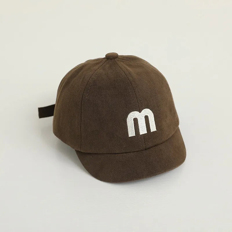 Korean Letter Embroidered Baby Cap Summer Toddler Boys Girls Cotton Baseball Caps Solid Color Kids Adjustable Peaked Hat
