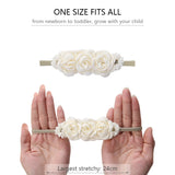 3Pcs/Set Artificial Flower Baby Headbands Girls Rhinstone Nylon Hair Bands Kids Mini Ins Photography Props Kids Fashion Headwear