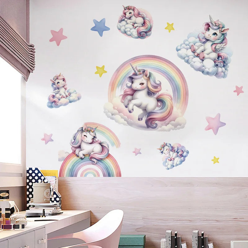 Unicorn Vinyl Child Wall Sticker For Baby Room Decoration Bedroom Accessories Furniture Sticker Adhesive Wallpaper Wall Decor