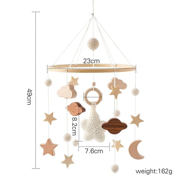 Baby Wooden Boho Rainbow Bed Bell Rattles Toys Hanging Pendant Newborn Toys Mobile Crib Bracket Montessori Toys Baby Birth Gift