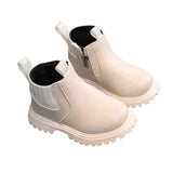 Kids Short Boots Fashion Boys Shoes Autumn Winter Leather Children Boots Non-Slip Toddler Girls Boot Toddler Snow Shoes