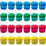 24Pcs Pencil Sharpener Manual, Assorted Small Dual Hole Pencil Sharpeners Bulk with Lid School Office Home (Oval-24)